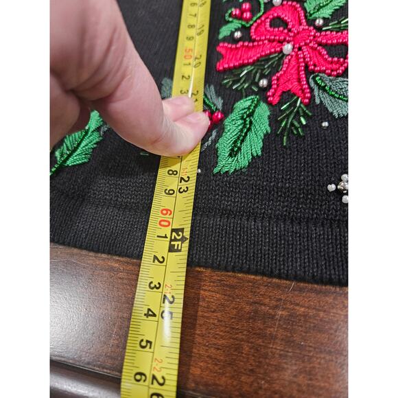 Vintage Victoria Jones Christmas Sweater Cardigan Holiday Beaded Embroidered S - Picture 6 of 7